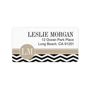 Étiquette Chic Chevron Monogramme   noir