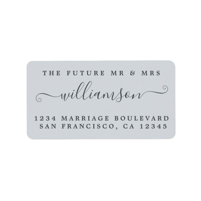 Étiquette Chic Future M. Mme Blue Mariage Retour Adresse Lab (Devant)