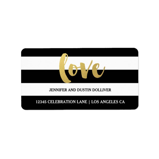 Étiquette Chic Gold LOVE Black and White (Devant)