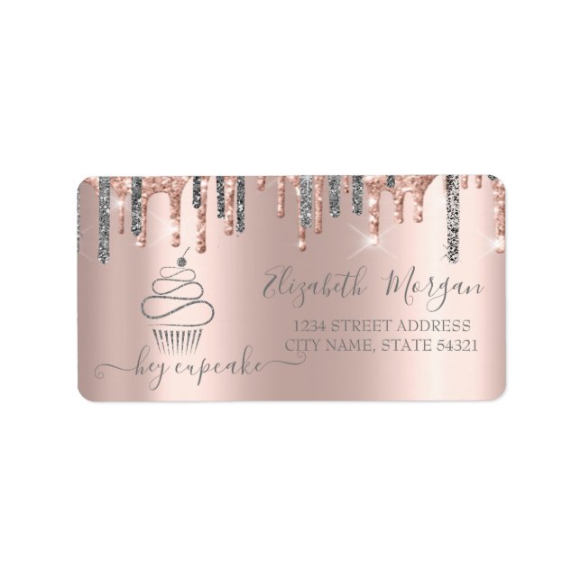 Étiquette Chic Parties scintillant Argent Lecteurs Rose Cupc (Devant)