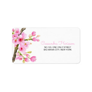 Étiquette Chic rose cerisier fleurs Sakura adresse florale