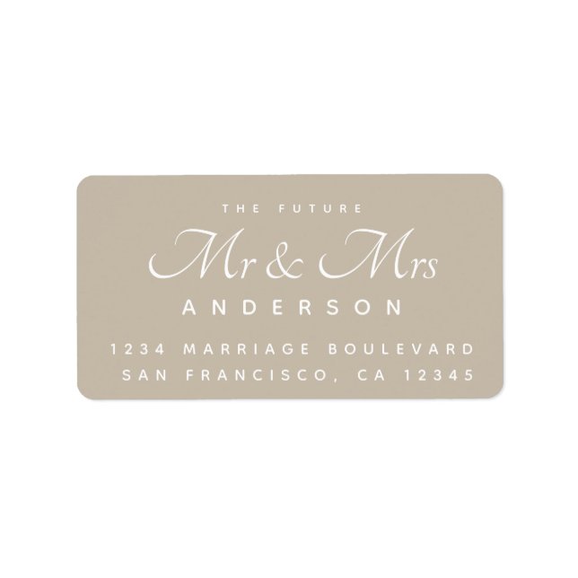 Étiquette Chic Script Future M. Mme La Mariage Adresse (Devant)