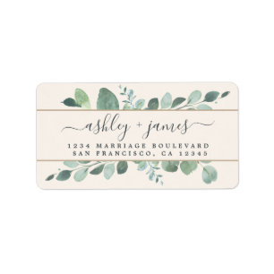 Étiquette Chic Script Greenery Mariage Ivory Adresse de reto