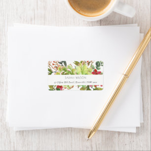Étiquette Chic Succulent Desert Cactus Red Floral Adresse