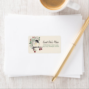 Étiquette Chickadee Watercolor Art Return Address Label