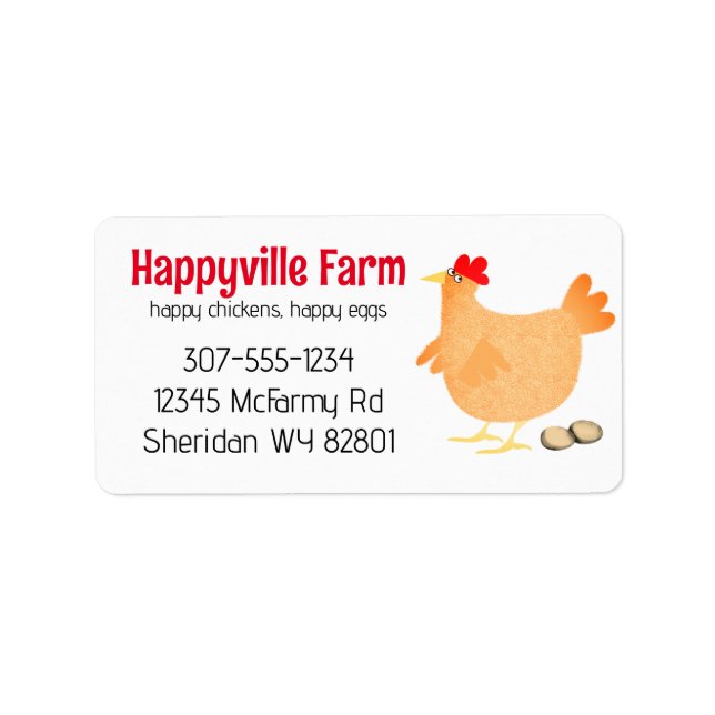 Étiquette Chicken poultry free range farm eggs carton label (Devant)