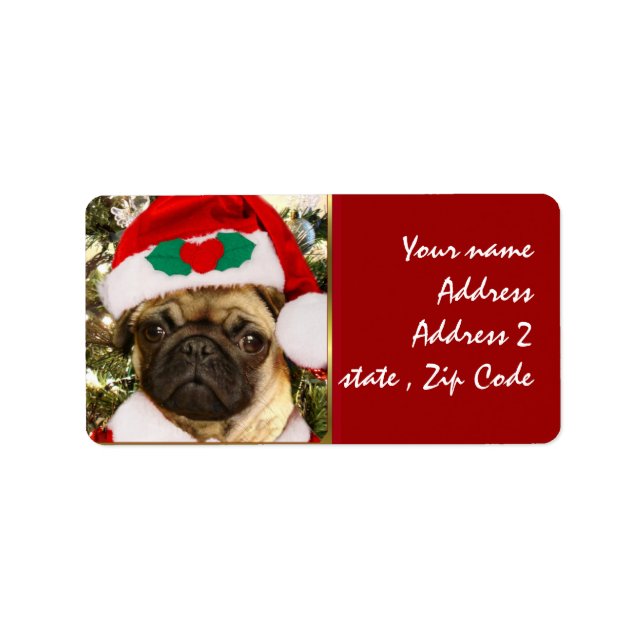 Étiquette chien de Carlin de Noël (Devant)