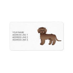 Étiquette Chien de dessin animé Mini Goldendoodle au chocola