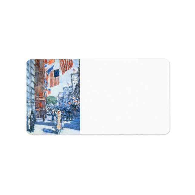 Étiquette Childe Hassam - drapeaux Cinquième Avenue (Devant)