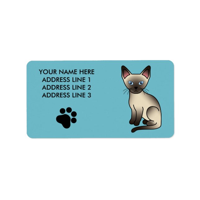 Étiquette Chocolat Point Siamese race chat illustration (Devant)