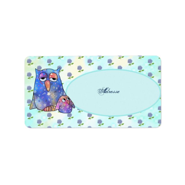Étiquette Chouette bleue (Devant)