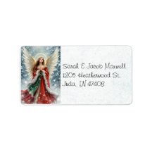 Christmas Angel in Snow Custom Return Address