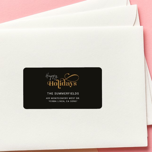 Étiquette Christmas Holidays Festive Script Retourner l'adre (Christmas Holidays Script Return Address Shipping Label)