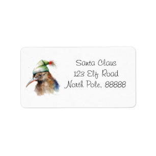 Étiquette Christmas Kiwi Bird, personnalisable