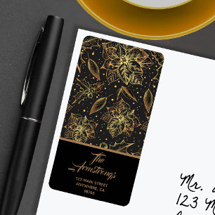 Étiquette Christmas Poinsettia Floral Holiday Adresse