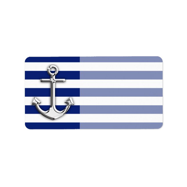 Étiquette Chrome Anchor on Navy Stripes (Devant)