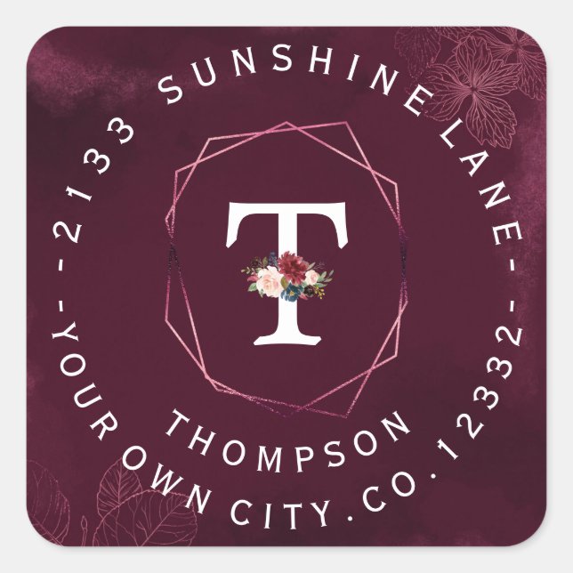 Étiquette circulaire de monogramme floral de Bourg (Devant)