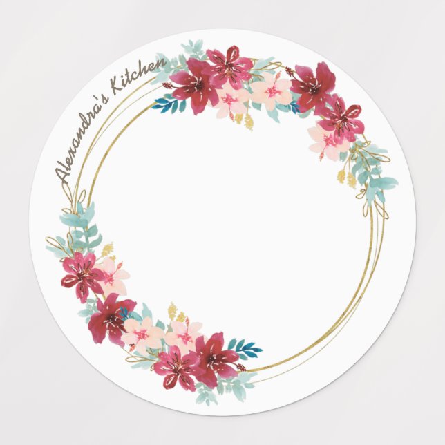 Étiquette circulaire étanche avec couronne et fleu (Design 1)