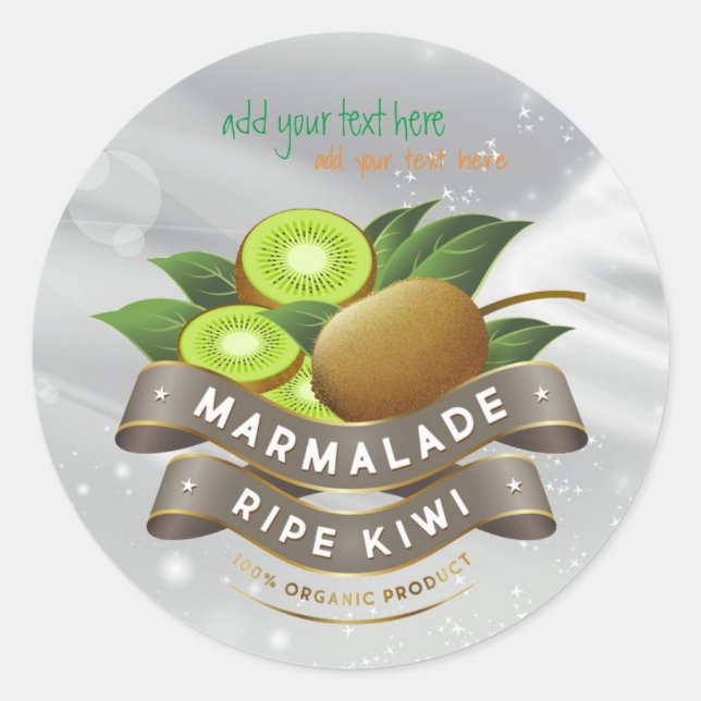 Étiquette circulaire Marmalade Ripe Kiwi Jam (Devant)