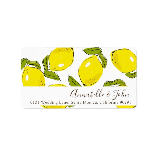 Étiquette Citron Motif blanc Adresse de retour Label (Devant)