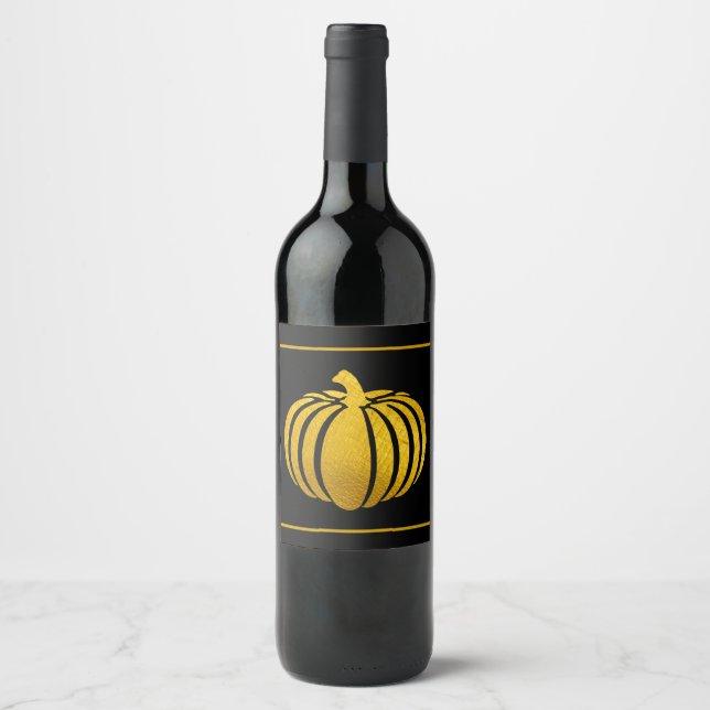 Étiquette Citrouille à vin Gold Foil (Devant)