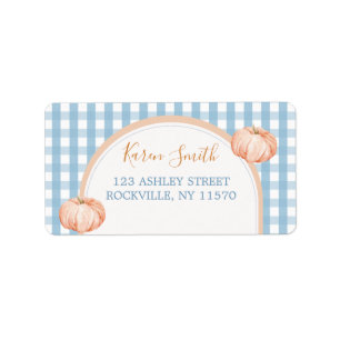 Étiquette Citrouille Boho Blue En vichy 1er Anniversaire Adr