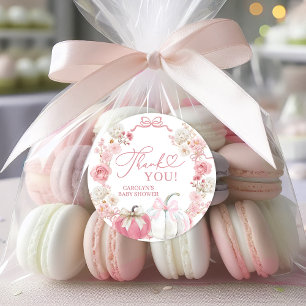 Étiquette Citrouille Coquette Bow rose