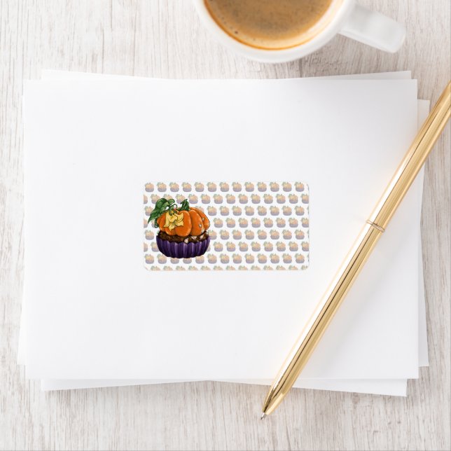 Étiquette Citrouille Cupcake (En situation)