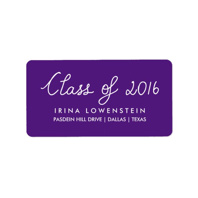 Étiquette Classe Violette De 2016 Diplôme De Typographie (Devant)