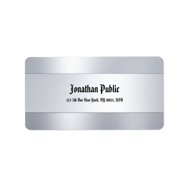 Étiquette Classic Font Script Argent Modèle Top Address (Devant)