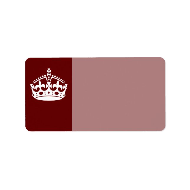 Étiquette Classic Keep Calm Crown sur Bourgogne Rouge (Devant)