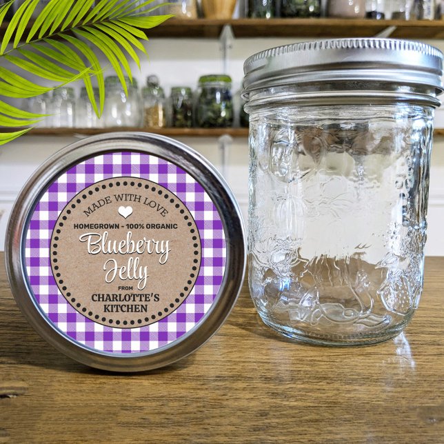 Étiquette classique En vichy bocal à canne violet (Créateur téléchargé)