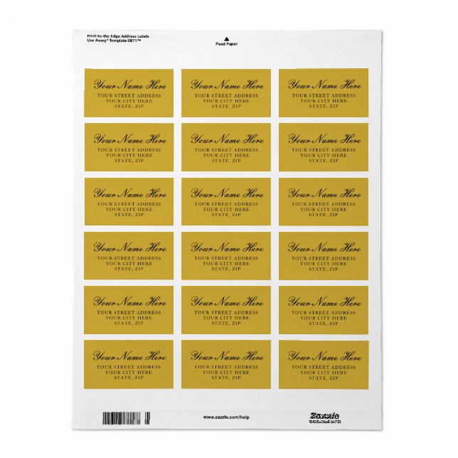 Étiquette Classy Metallic Gold Return Address Labels (Feuille entière)