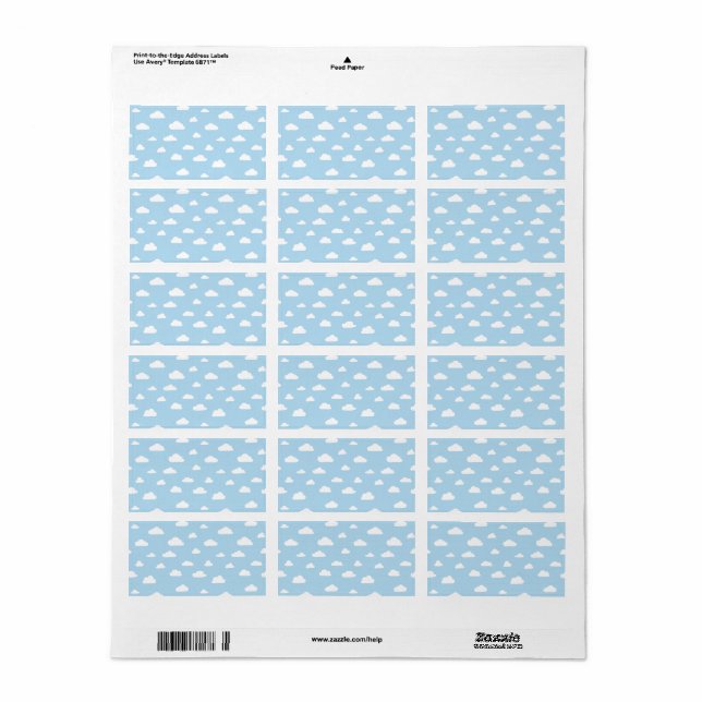 Étiquette Clouds sur Light Blue Background (Feuille entière)