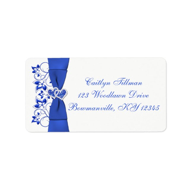 Étiquette Cobalt Blue White Hearts Adresse de retour Label (Devant)