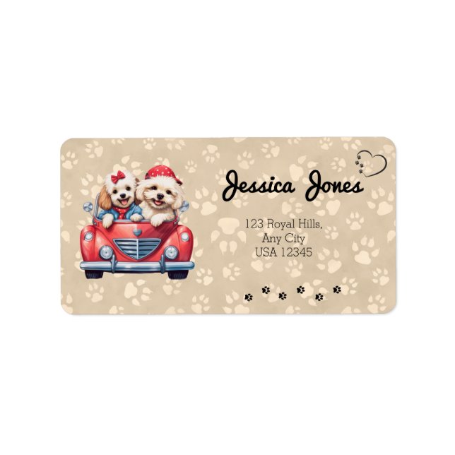 Étiquette Cockapoo Doodle Chien Chien Chiot Élevage Empreint (Devant)