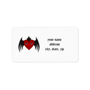 Étiquette Coeur de vampire gothique ailé