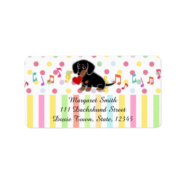 Étiquette Coeur noir et teinté lisse Dachshund (Devant)