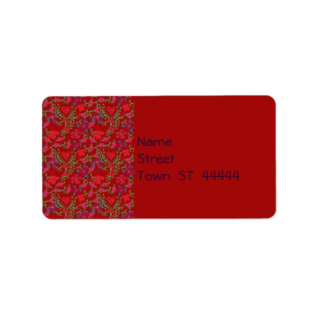 Étiquette Coeurs floraux | Saint Valentin Rouge (Devant)