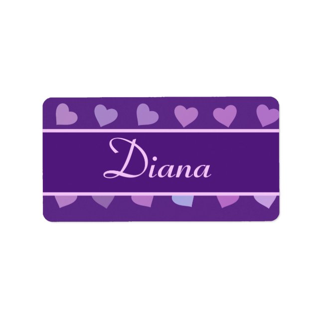 ÉTIQUETTE COEURS PASTEL PURPLE PERSONNALISÉ (Devant)