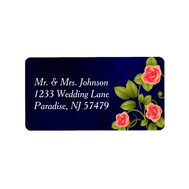 Étiquette Collection de Mariages de fleurs de Rose bleu fonc (Devant)