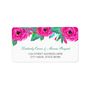 Étiquette Coloré Fuchsia Aquarelle Floral Adresse de retour