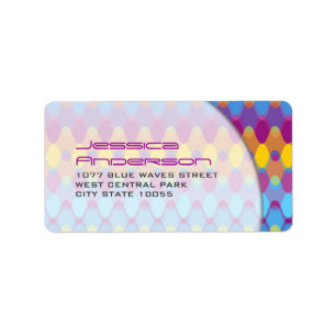 Étiquette Coloré Purple Zig Zag Motif Mod Waves Adresse