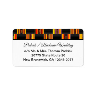 Étiquette Colorful Kente Black Pinstripe K30 RSVP Retour