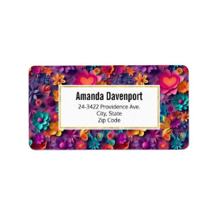 Étiquette Colorful Spring Flowers Motif Adresse