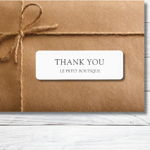 Étiquette commercial minimaliste Merci blanc