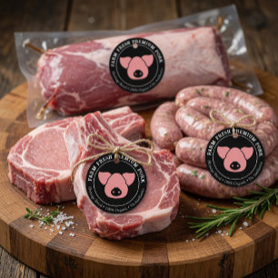 Étiquette commerciale de porc premium frais de fer