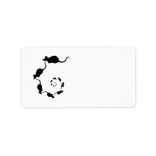 Étiquette Conception noire mignonne de souris. Spirale des
