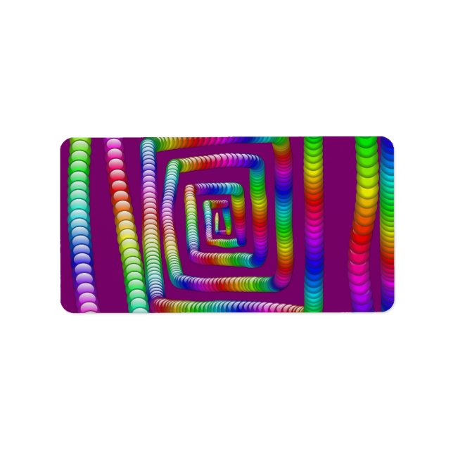 Étiquette Cool Funky Rainbow Maze Rolling Marbles Design (Devant)