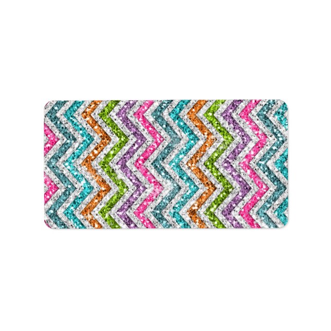 Étiquette Cool super tendance couleurs vives chevron zigzag (Devant)